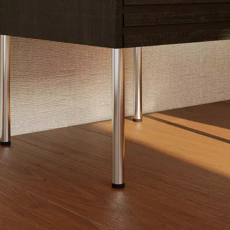 Retro-Modern Turntable Cabinet with Glass Doors, LED Lighting & Vinyl Storage