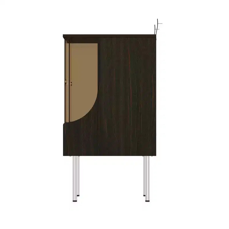 Retro-Modern Turntable Cabinet with Glass Doors, LED Lighting & Vinyl Storage