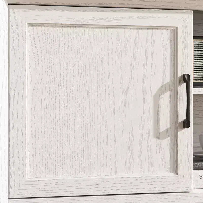 Minimalist White Wood-Grain TV Stand with Storage Cabinets, Media Console for Living Room
