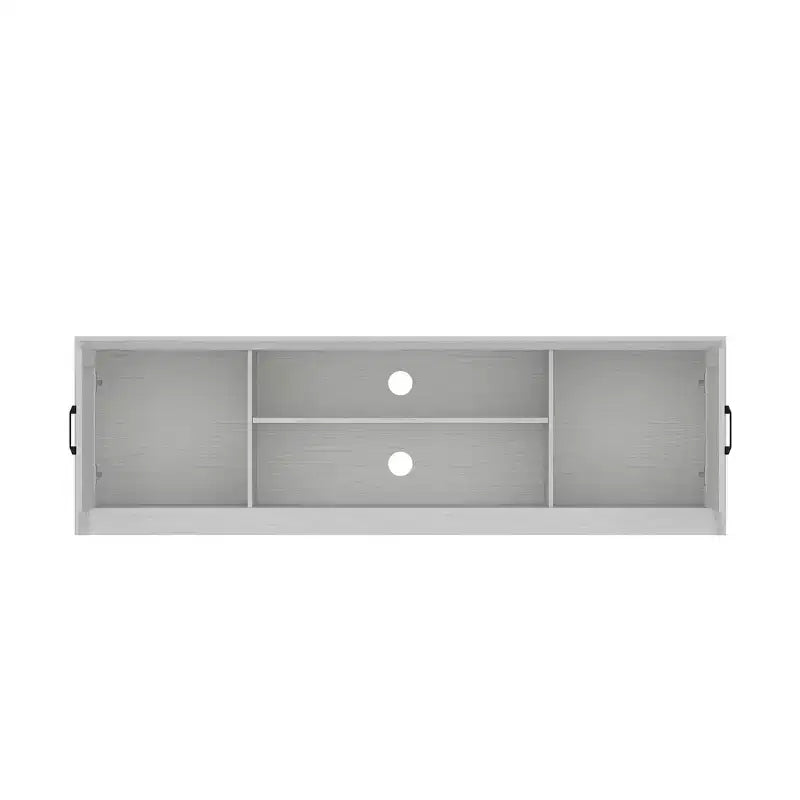 Minimalist White Wood-Grain TV Stand with Storage Cabinets, Media Console for Living Room