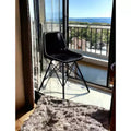 18" Black Faux Leather Side Chair, Armless, Iron Frame