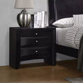 2-Drawer Nightstand, Black, Tropical Hardwood with Brushed Chrome Knobs