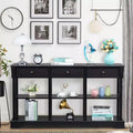 Console Entrance Table with 3 Drawers and 6 Compartments, Black, 58 inches