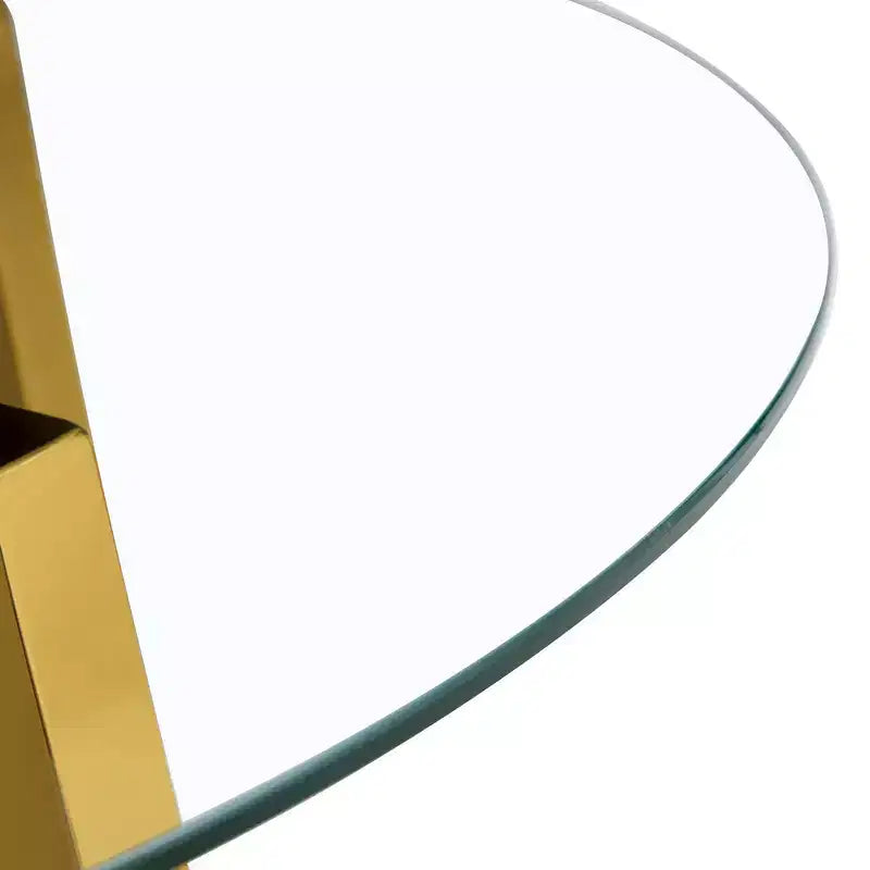 Modern Round Dining Table with Tempered Glass Top and Metal Legs for Dining Room