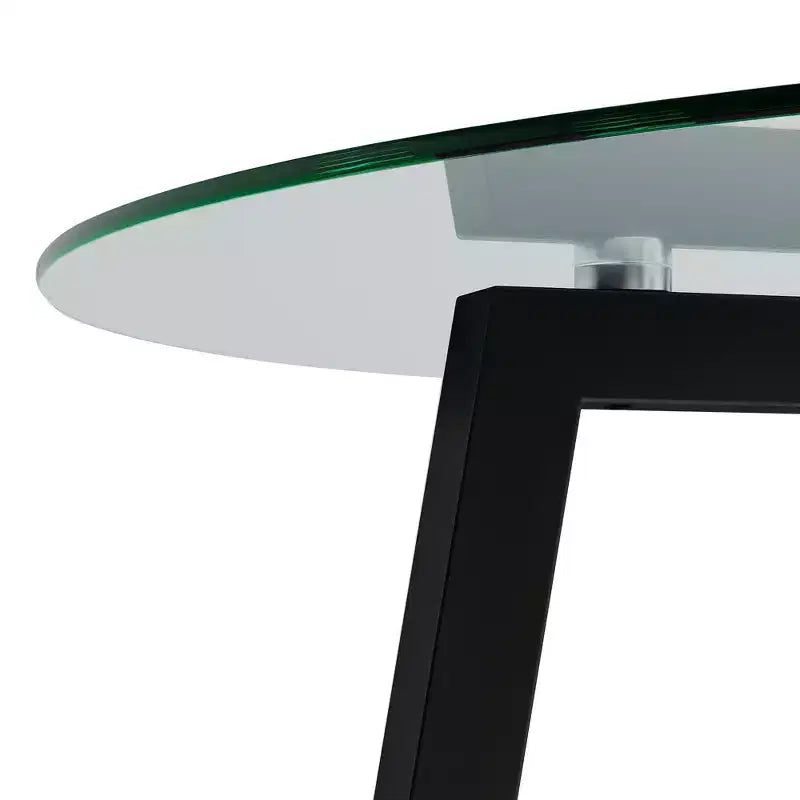 Modern Round Dining Table with Tempered Glass Top and Metal Legs for Dining Room