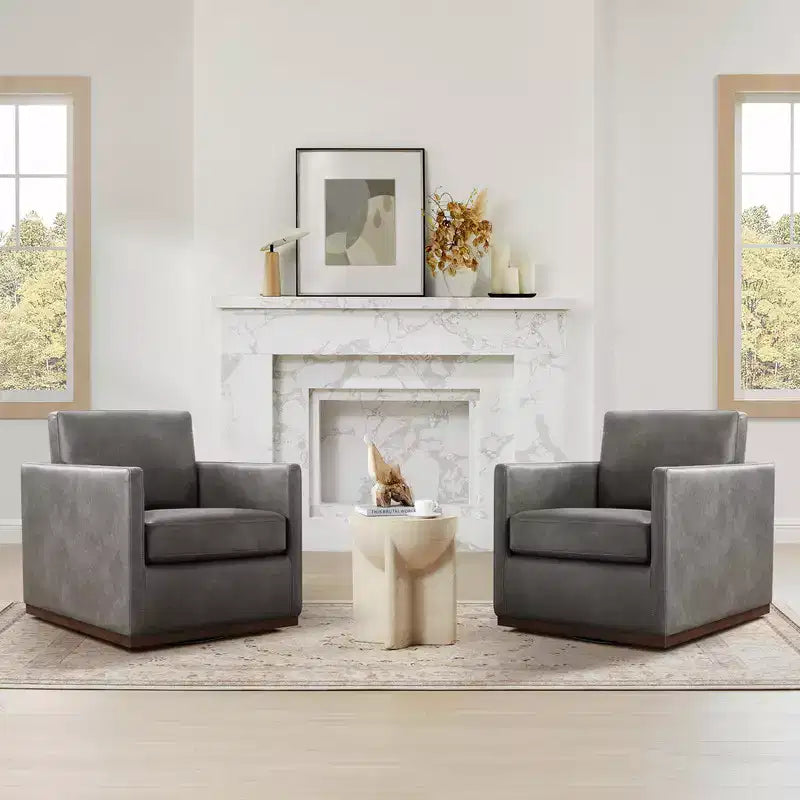Modern Swivel Accent Chair with Arms, Mid-Century Style, 360-Degree Swivel