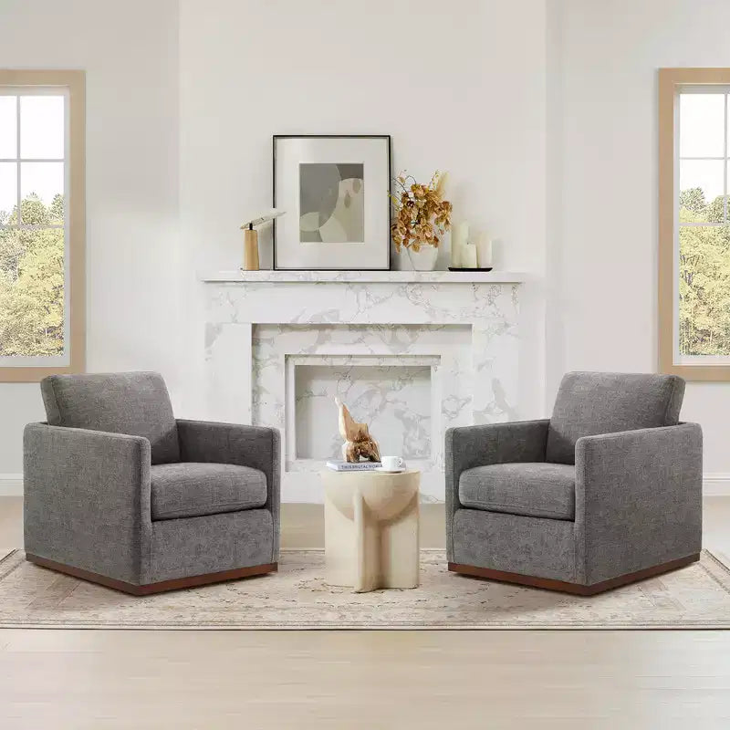 Modern Swivel Accent Chair with Arms, Mid-Century Style, 360-Degree Swivel