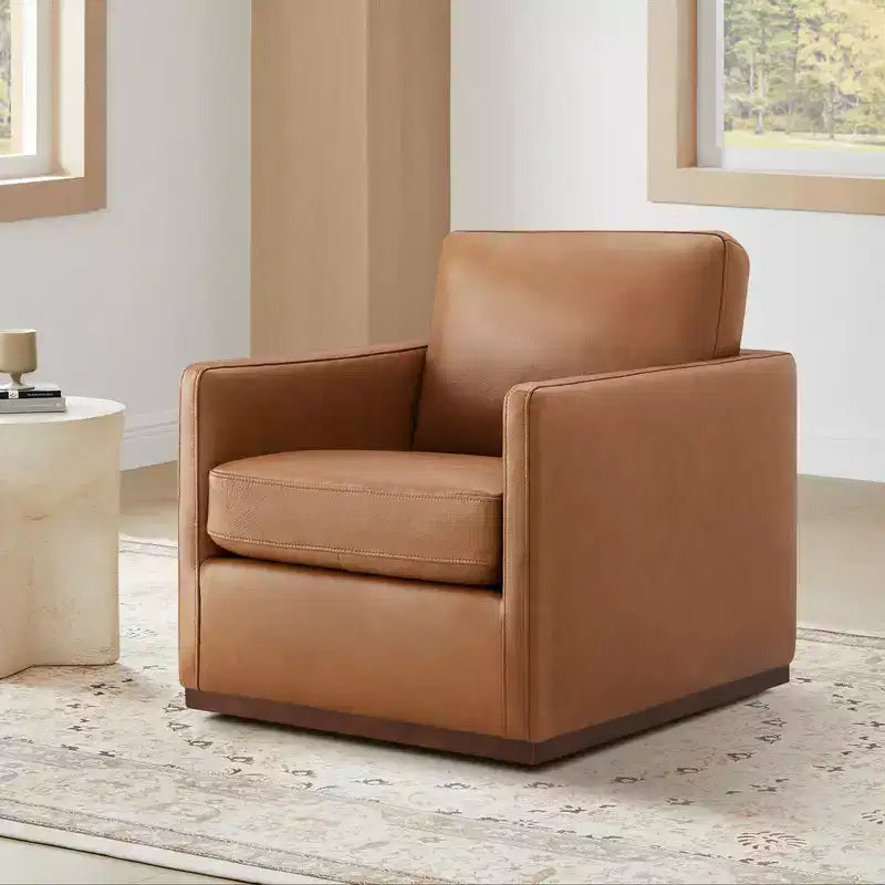 Modern Swivel Accent Chair with Arms, Mid-Century Style, 360-Degree Swivel