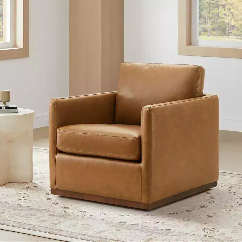 Modern Swivel Accent Chair with Arms, Mid-Century Style, 360-Degree Swivel