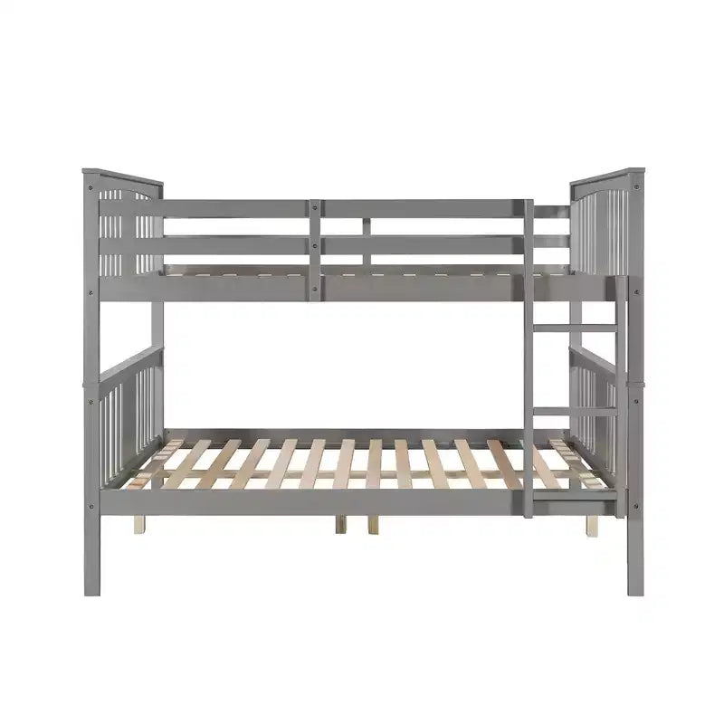 Wooden Full over Full Bunk Bed with Safety Guardrail and Sturdy Ladder for Bedrooms Guest Rooms Dorms