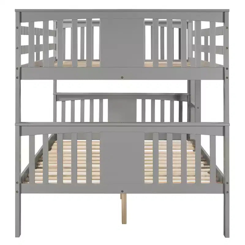 Wooden Full over Full Bunk Bed with Safety Guardrail and Sturdy Ladder for Bedrooms Guest Rooms Dorms