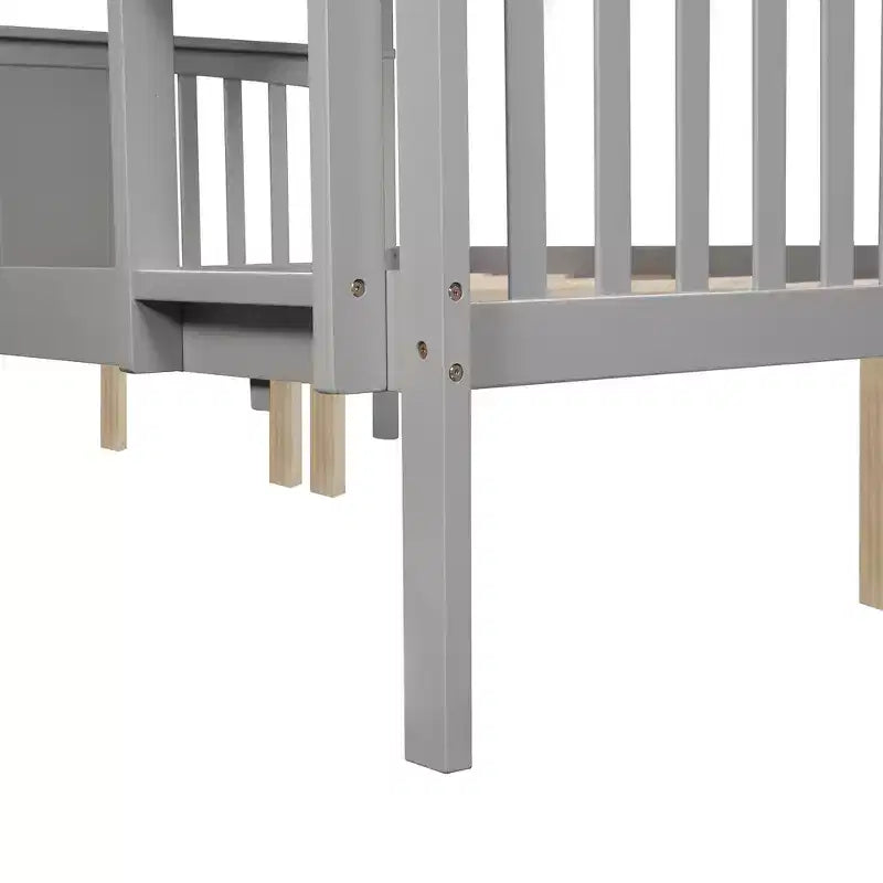 Wooden Full over Full Bunk Bed with Safety Guardrail and Sturdy Ladder for Bedrooms Guest Rooms Dorms