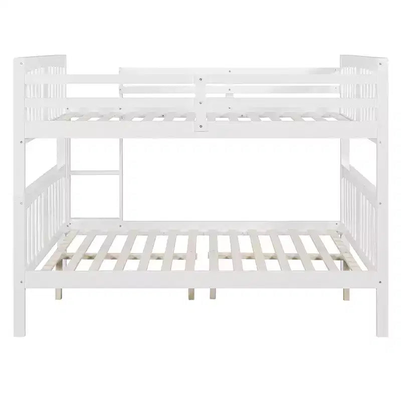 Wooden Full over Full Bunk Bed with Safety Guardrail and Sturdy Ladder for Bedrooms Guest Rooms Dorms