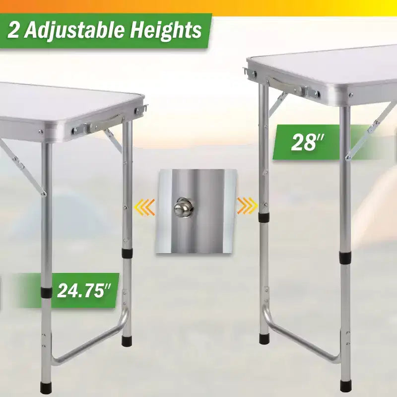 Portable Folding Camping Table with Built-In Storage Lockers