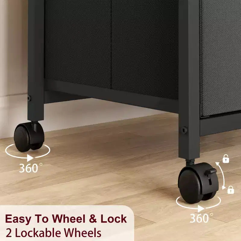 Mobile File Cabinet, Modern File Cabinet with Wheels, Under Desk Fabric Storage, Rolling Printer Stand, Cupboard Document