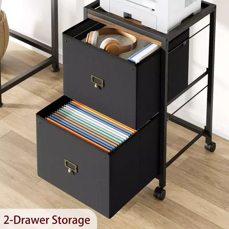 Mobile File Cabinet, Modern File Cabinet with Wheels, Under Desk Fabric Storage, Rolling Printer Stand, Cupboard Document