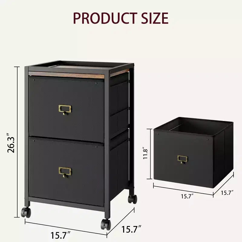 Mobile File Cabinet, Modern File Cabinet with Wheels, Under Desk Fabric Storage, Rolling Printer Stand, Cupboard Document
