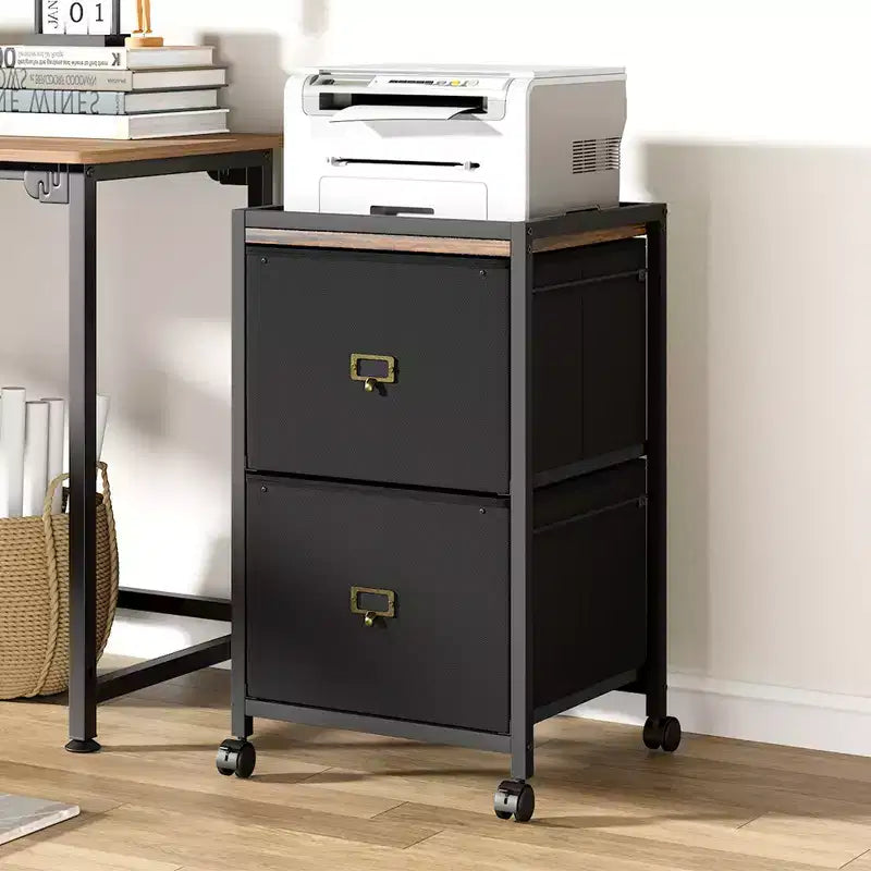 Mobile File Cabinet, Modern File Cabinet with Wheels, Under Desk Fabric Storage, Rolling Printer Stand, Cupboard Document