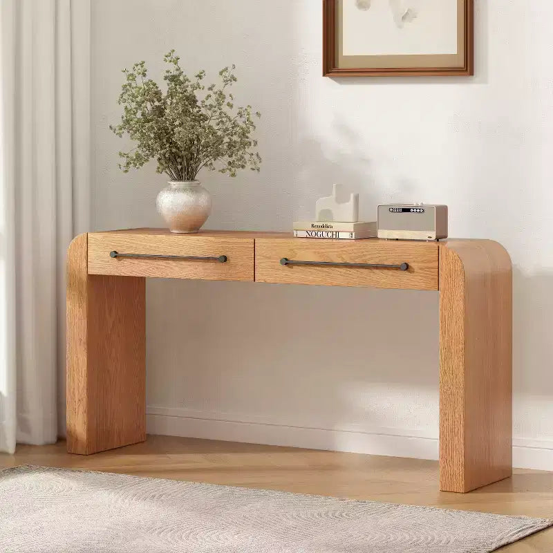 Modern Console Table with 2 Drawers, Rounded Edges, Entryway or Living Room