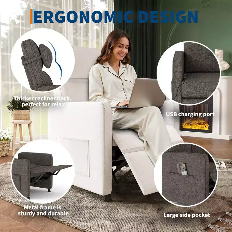Power Recliner Chair for Living Room, Adjustable Recliner Ergonomic Overstuffed Single Sofa, Padded Home Theater Seating