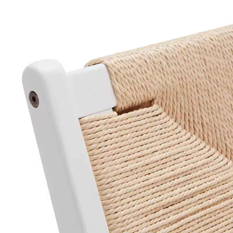 Scandinavian Woven Paper Rope Accent Chair, Solid Hardwood Frame, Armless Lounge Chair