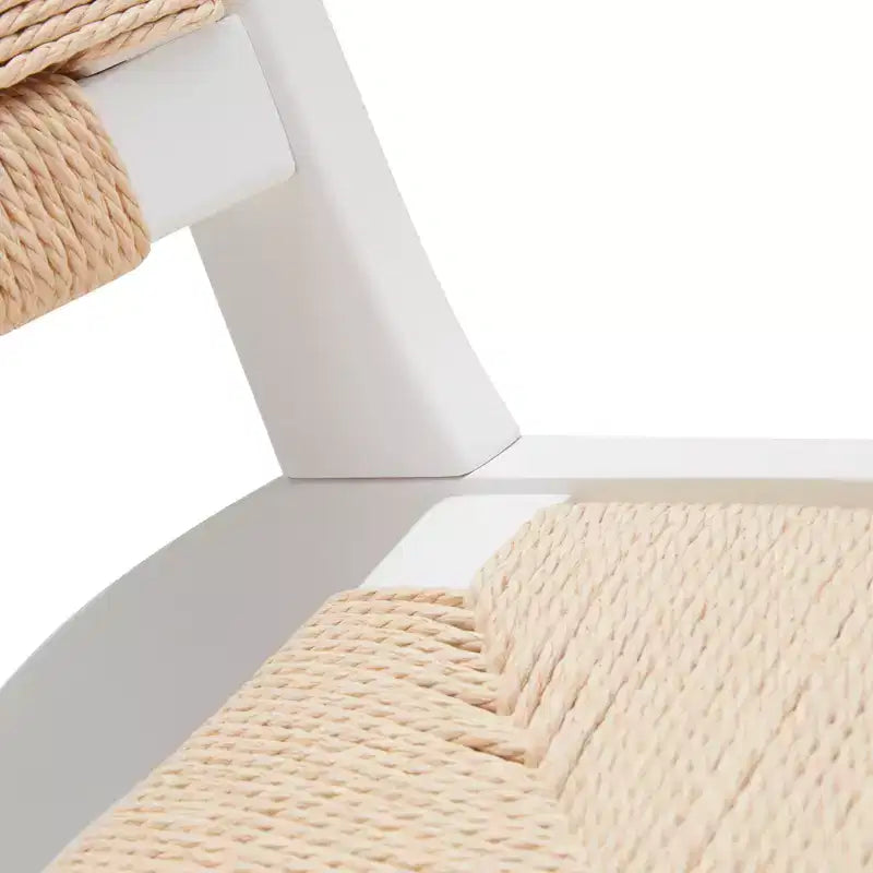 Scandinavian Woven Paper Rope Accent Chair, Solid Hardwood Frame, Armless Lounge Chair