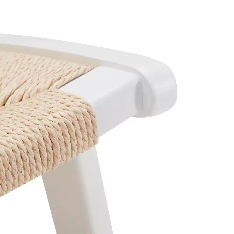 Scandinavian Woven Paper Rope Accent Chair, Solid Hardwood Frame, Armless Lounge Chair