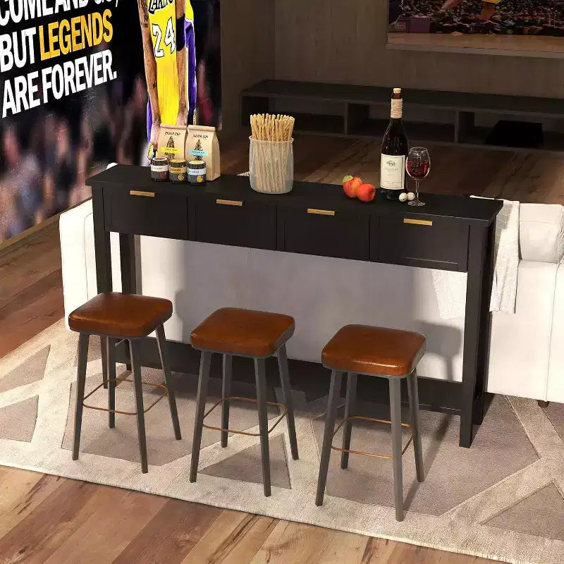60" Console Table with 4 Drawers, Modern Wood Hallway and Sofa Table