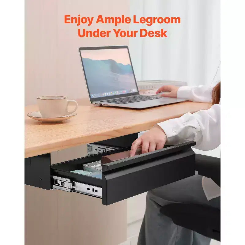 16" Under Desk Drawer Slide Out, Hidden Desktop Storage Organizer, 17x9x4 in, Black