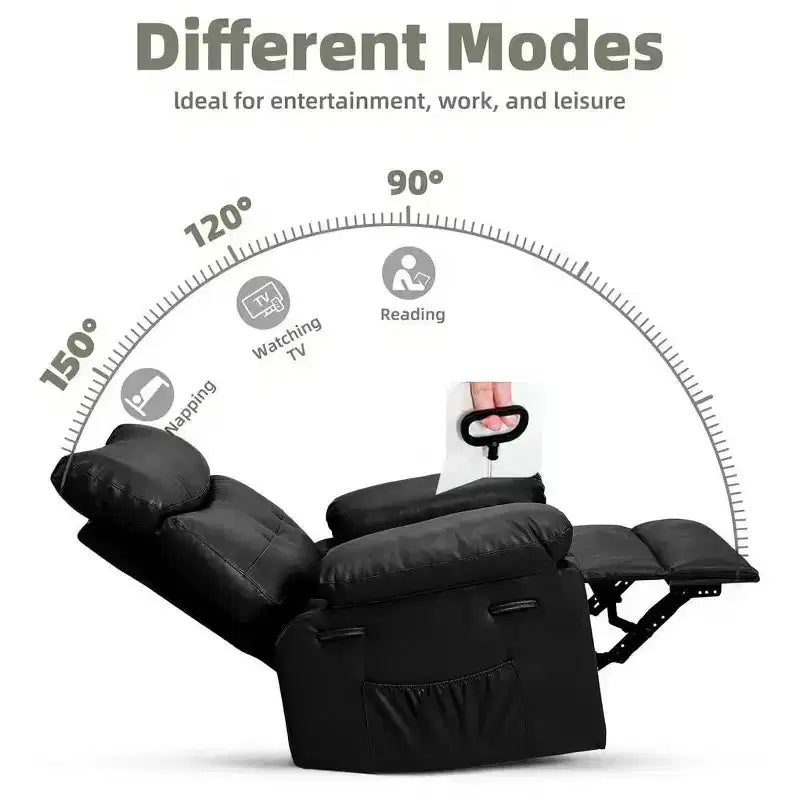 27" Oversized Recliner Chair, PU Leather Manual Recliner with 1.5X Sponge Padding for Adults, Living Room/Bedroom