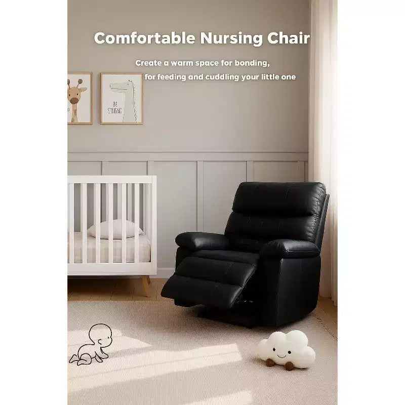27" Oversized Recliner Chair, PU Leather Manual Recliner with 1.5X Sponge Padding for Adults, Living Room/Bedroom