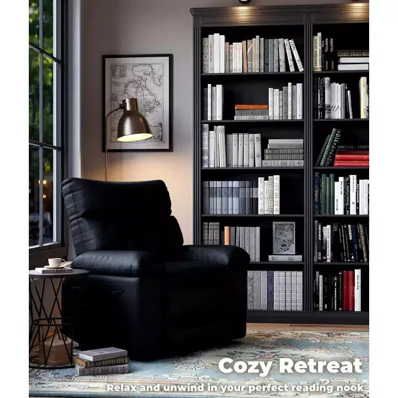 27" Oversized Recliner Chair, PU Leather Manual Recliner with 1.5X Sponge Padding for Adults, Living Room/Bedroom