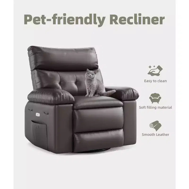 27" Oversized Recliner Chair, PU Leather Manual Recliner with 1.5X Sponge Padding for Adults, Living Room/Bedroom