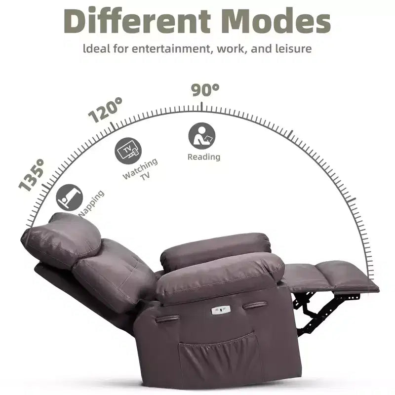 27" Oversized Recliner Chair, PU Leather Manual Recliner with 1.5X Sponge Padding for Adults, Living Room/Bedroom