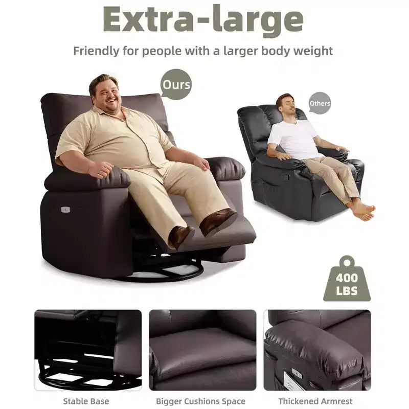 27" Oversized Recliner Chair, PU Leather Manual Recliner with 1.5X Sponge Padding for Adults, Living Room/Bedroom