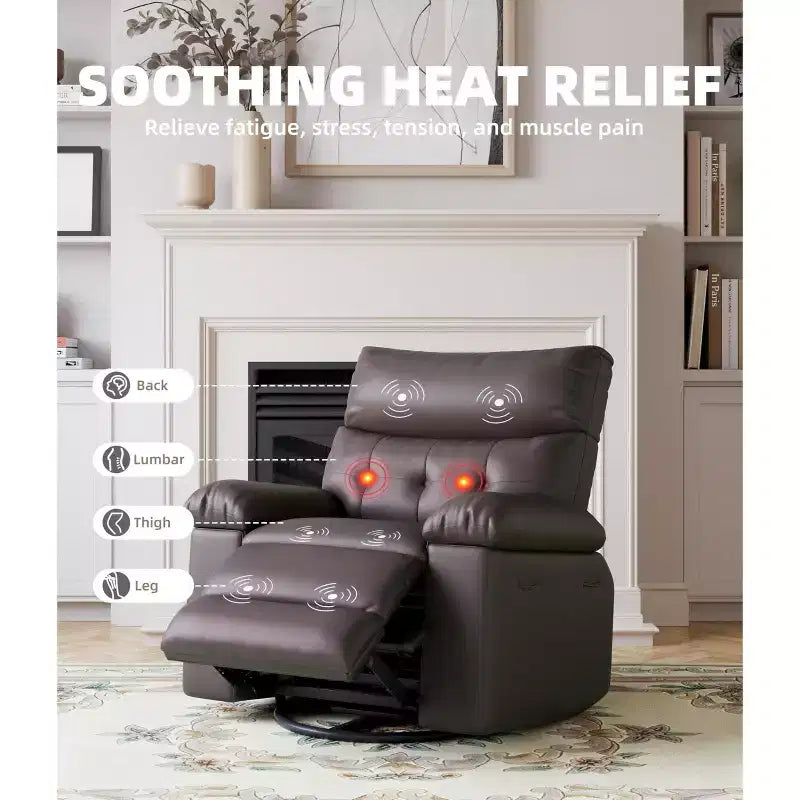 27" Oversized Recliner Chair, PU Leather Manual Recliner with 1.5X Sponge Padding for Adults, Living Room/Bedroom