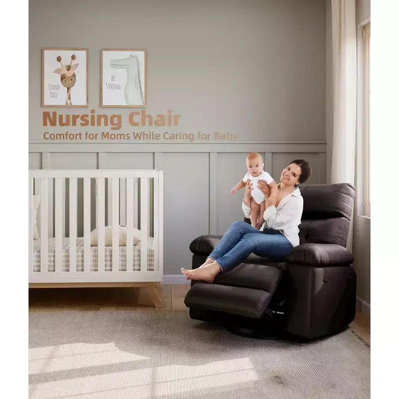 27" Oversized Recliner Chair, PU Leather Manual Recliner with 1.5X Sponge Padding for Adults, Living Room/Bedroom