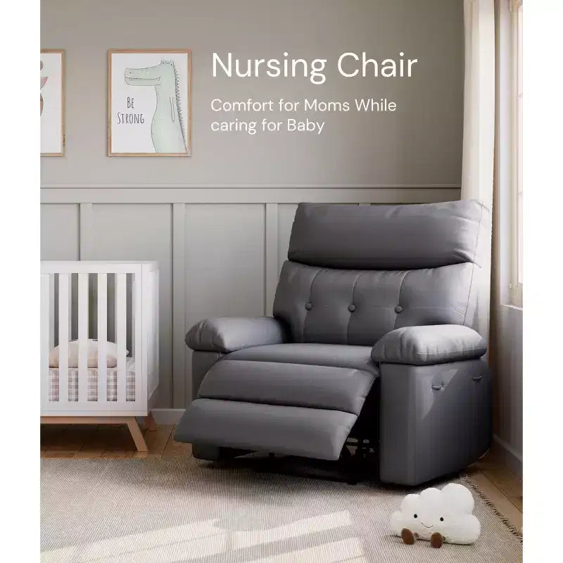 27" Oversized Recliner Chair, PU Leather Manual Recliner with 1.5X Sponge Padding for Adults, Living Room/Bedroom