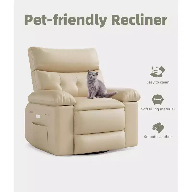 27" Oversized Recliner Chair, PU Leather Manual Recliner with 1.5X Sponge Padding for Adults, Living Room/Bedroom