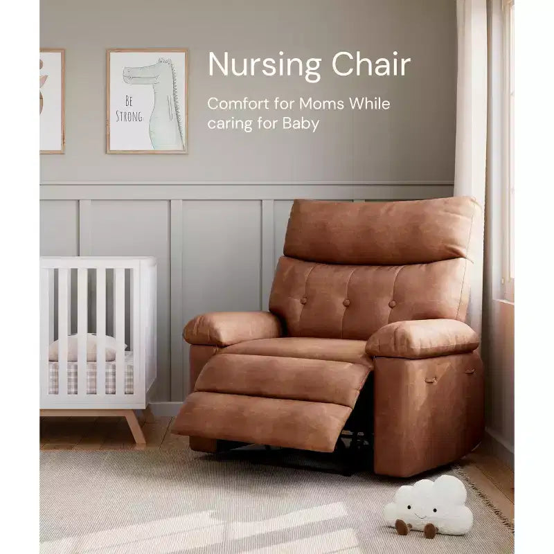 27" Oversized Recliner Chair, PU Leather Manual Recliner with 1.5X Sponge Padding for Adults, Living Room/Bedroom