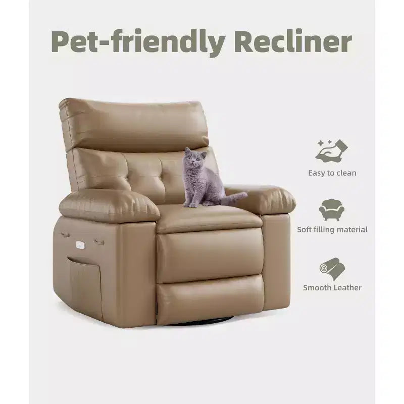 27" Oversized Recliner Chair, PU Leather Manual Recliner with 1.5X Sponge Padding for Adults, Living Room/Bedroom