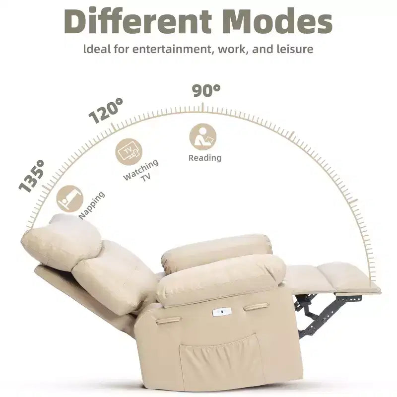 27" Oversized Recliner Chair, PU Leather Manual Recliner with 1.5X Sponge Padding for Adults, Living Room/Bedroom
