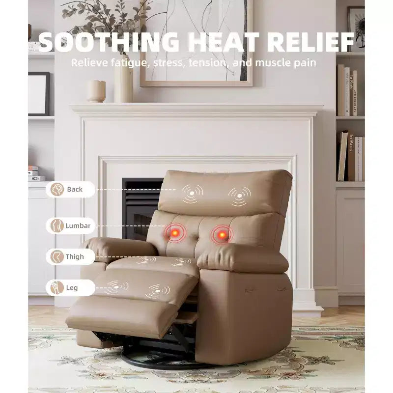 27" Oversized Recliner Chair, PU Leather Manual Recliner with 1.5X Sponge Padding for Adults, Living Room/Bedroom