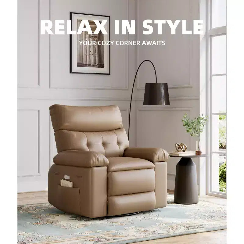 27" Oversized Recliner Chair, PU Leather Manual Recliner with 1.5X Sponge Padding for Adults, Living Room/Bedroom