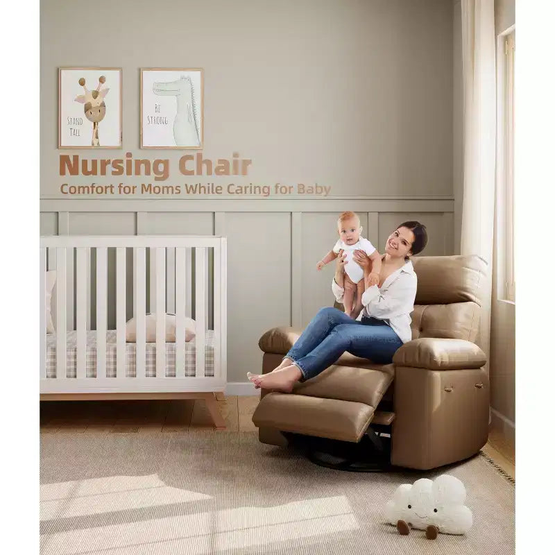 27" Oversized Recliner Chair, PU Leather Manual Recliner with 1.5X Sponge Padding for Adults, Living Room/Bedroom