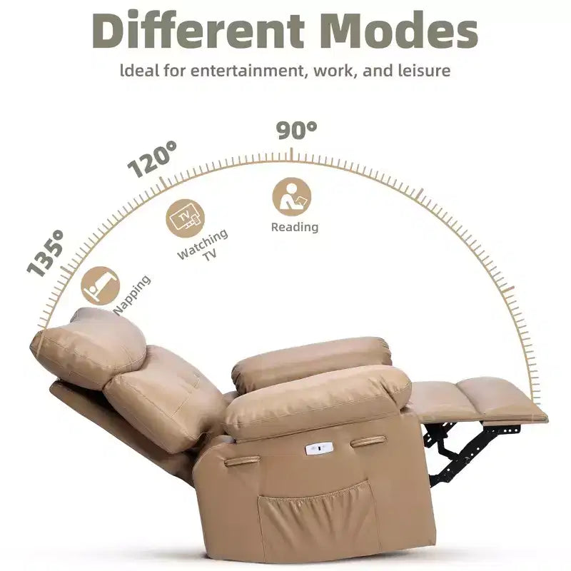 27" Oversized Recliner Chair, PU Leather Manual Recliner with 1.5X Sponge Padding for Adults, Living Room/Bedroom