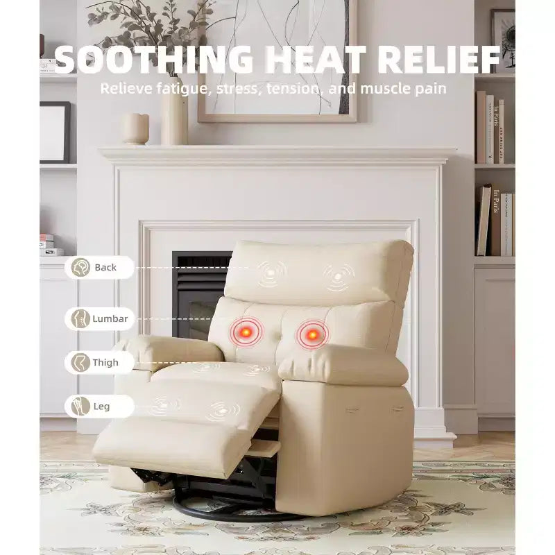 27" Oversized Recliner Chair, PU Leather Manual Recliner with 1.5X Sponge Padding for Adults, Living Room/Bedroom