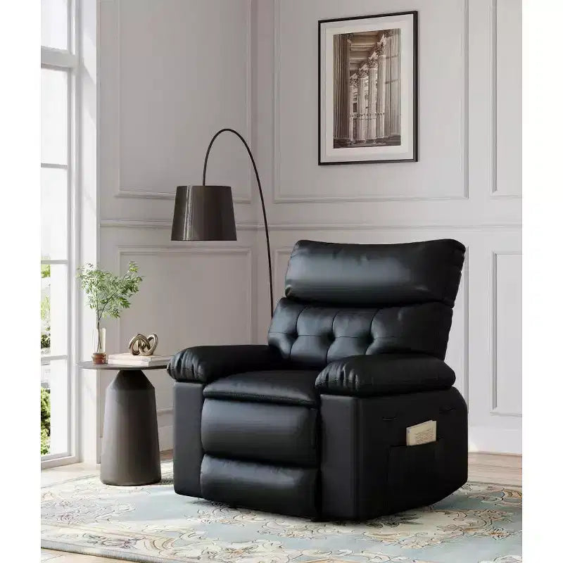 27" Oversized Recliner Chair, PU Leather Manual Recliner with 1.5X Sponge Padding for Adults, Living Room/Bedroom