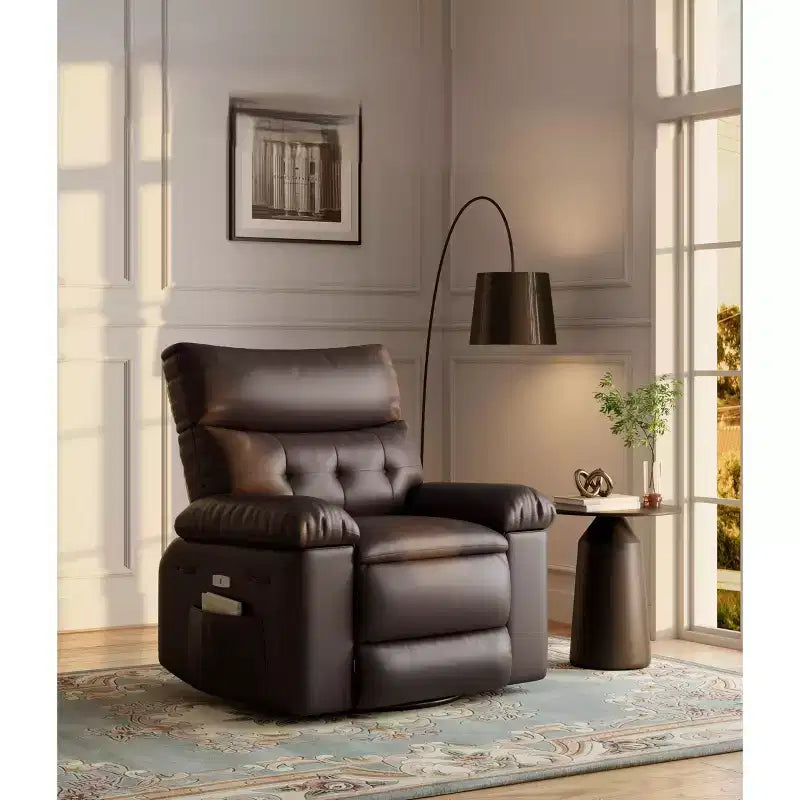 27" Oversized Recliner Chair, PU Leather Manual Recliner with 1.5X Sponge Padding for Adults, Living Room/Bedroom