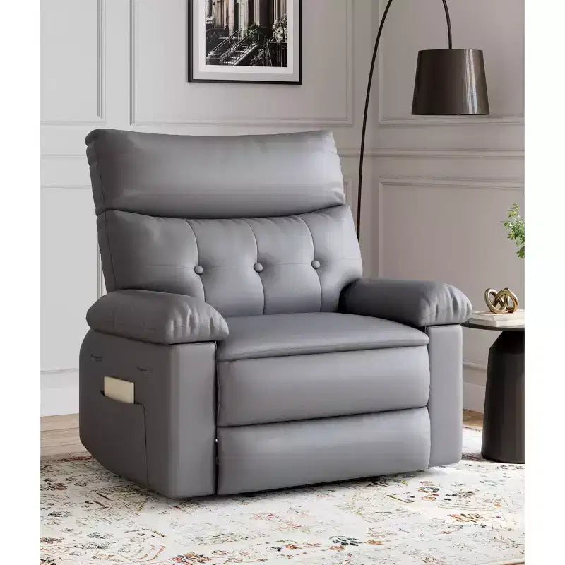 27" Oversized Recliner Chair, PU Leather Manual Recliner with 1.5X Sponge Padding for Adults, Living Room/Bedroom